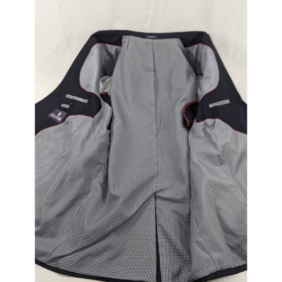 Stafford Blazer Sport Coat Jacket 100% Wool Navy Blue Metal Buttons 46L 48" EUC - Picture 7 of 15